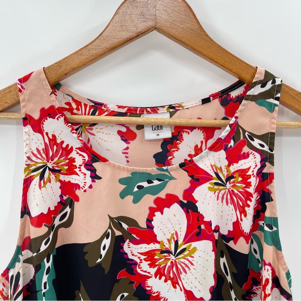 Cabi Hyacinth Hibiscus Floral Print Sleeveless Blouse Style #5542 Size Medium - Picture 10 of 12
